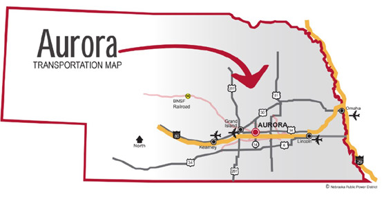 Transportation map of Aurora and surrounding areas